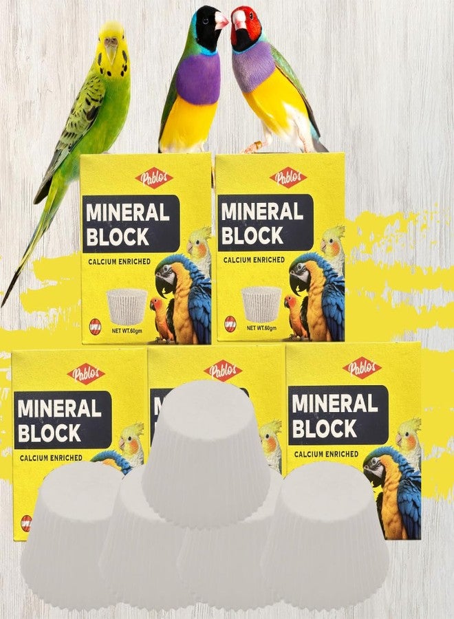 VAYINATO (Pack of 5) Pablo's Mineral Block - 100% Natural Calcium-Enriched Bird Supplement, 60g, No Added Colors or Preservatives, Made with Oyster Shells & Cuttlebone, Formulated in Austria (5) - Image 1